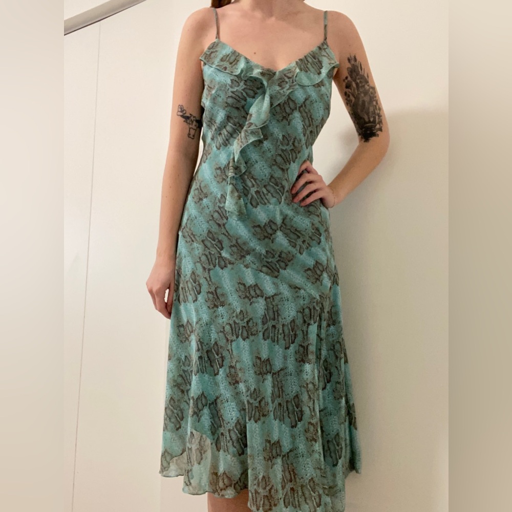 Y2k blue animal print dress